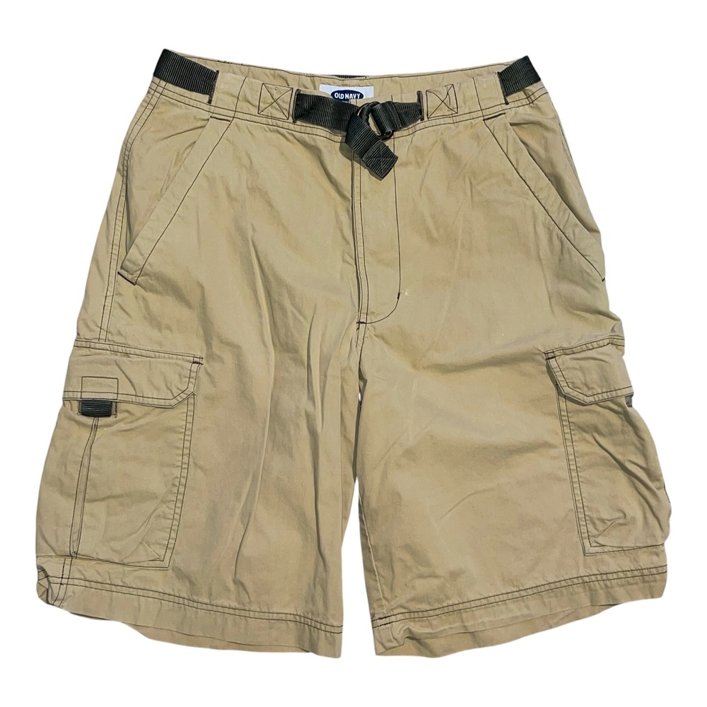 Old Navy Mens Cargo Shorts 30 Khaki Tan Belt Utility Gorpcore Cotton Blend